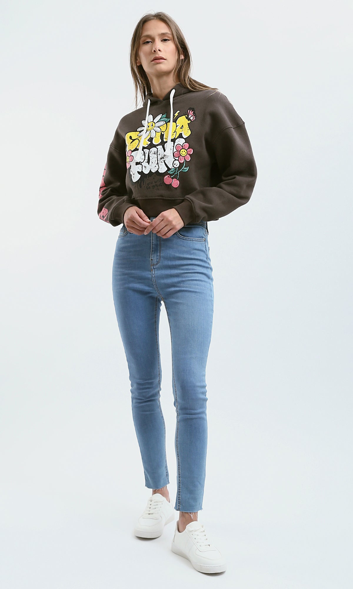 Women's Espresso Graphic Cropped Hoodie - 0179918
