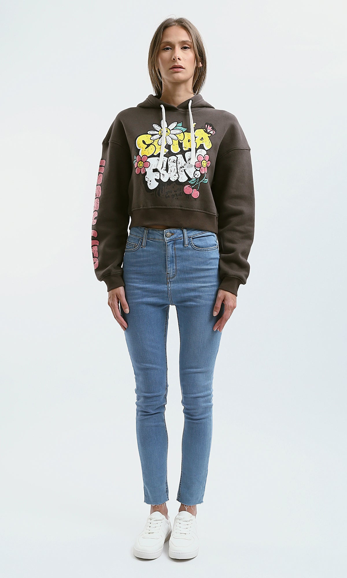 Women's Espresso Graphic Cropped Hoodie - 0179918