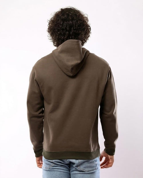 Ravin Men's "Believe" Graphic Hoodie – Earth Brown with Contrast Ribbing - o180396