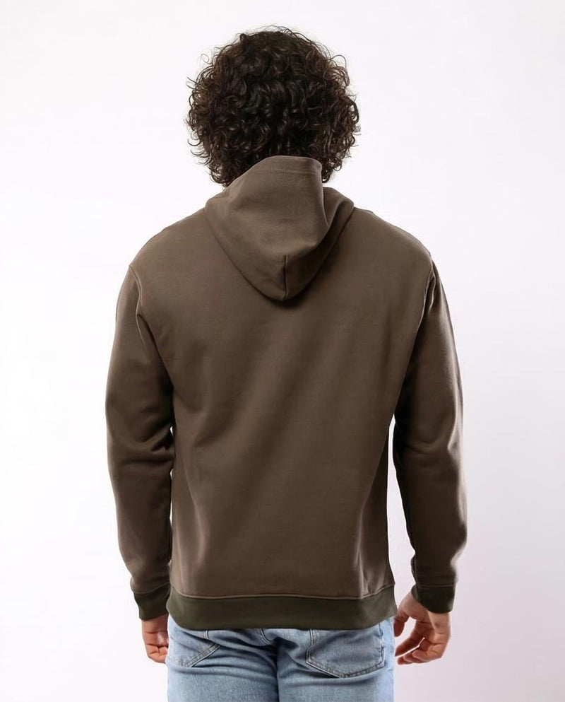 Ravin Men's "Believe" Graphic Hoodie – Earth Brown with Contrast Ribbing - o180396