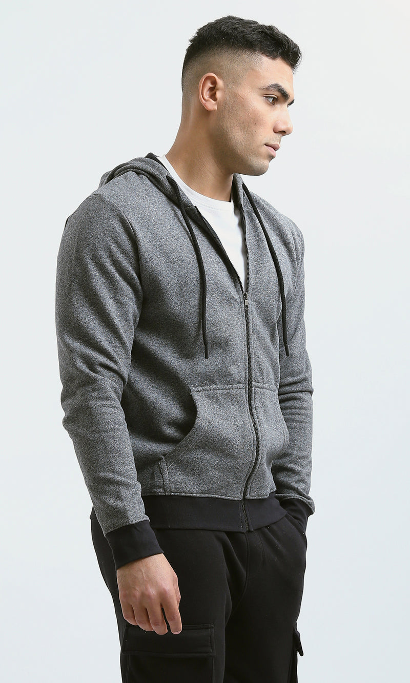 سويت شيرت بسوستة و رقبة هودي هيذر رمادي غامق 