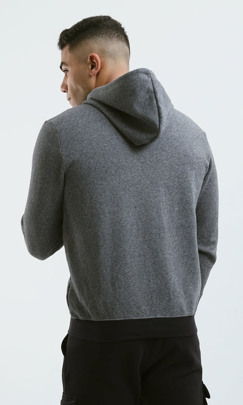 سويت شيرت بسوستة و رقبة هودي هيذر رمادي غامق 