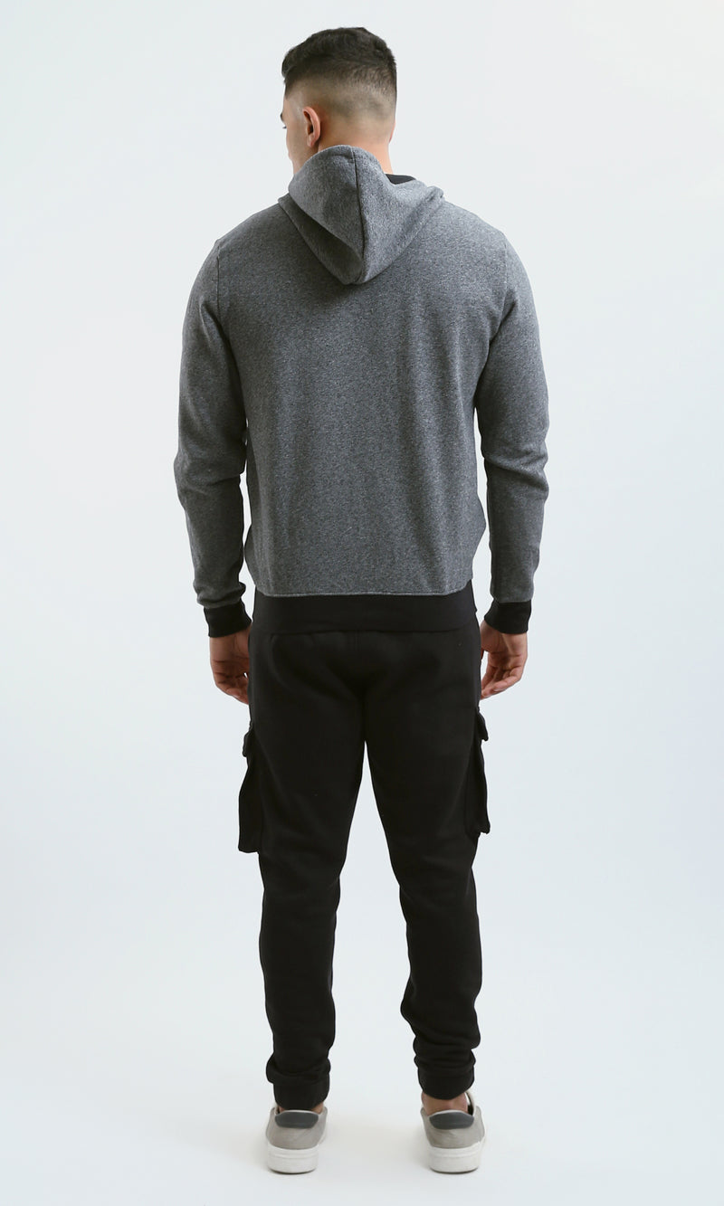 سويت شيرت بسوستة و رقبة هودي هيذر رمادي غامق 