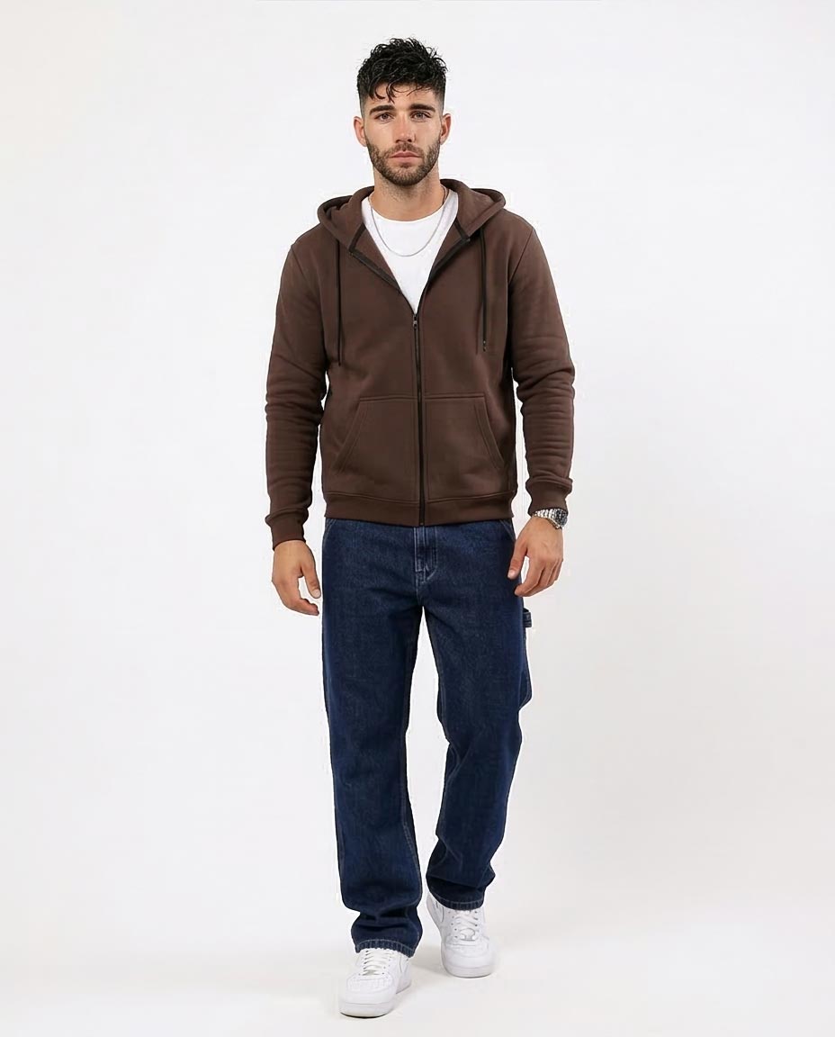 Men's Deep Chocolate Zip-Up Hoodie - 0180399