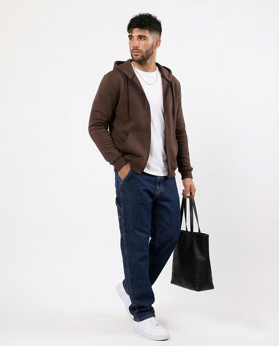 Men's Deep Chocolate Zip-Up Hoodie - 0180399