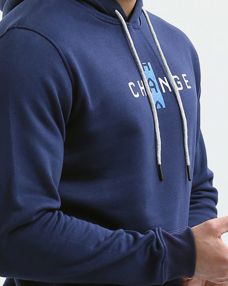 Ravin Men's "CHANGE" Graphic Hoodie – Navy Blue Cotton Blend - o180401
