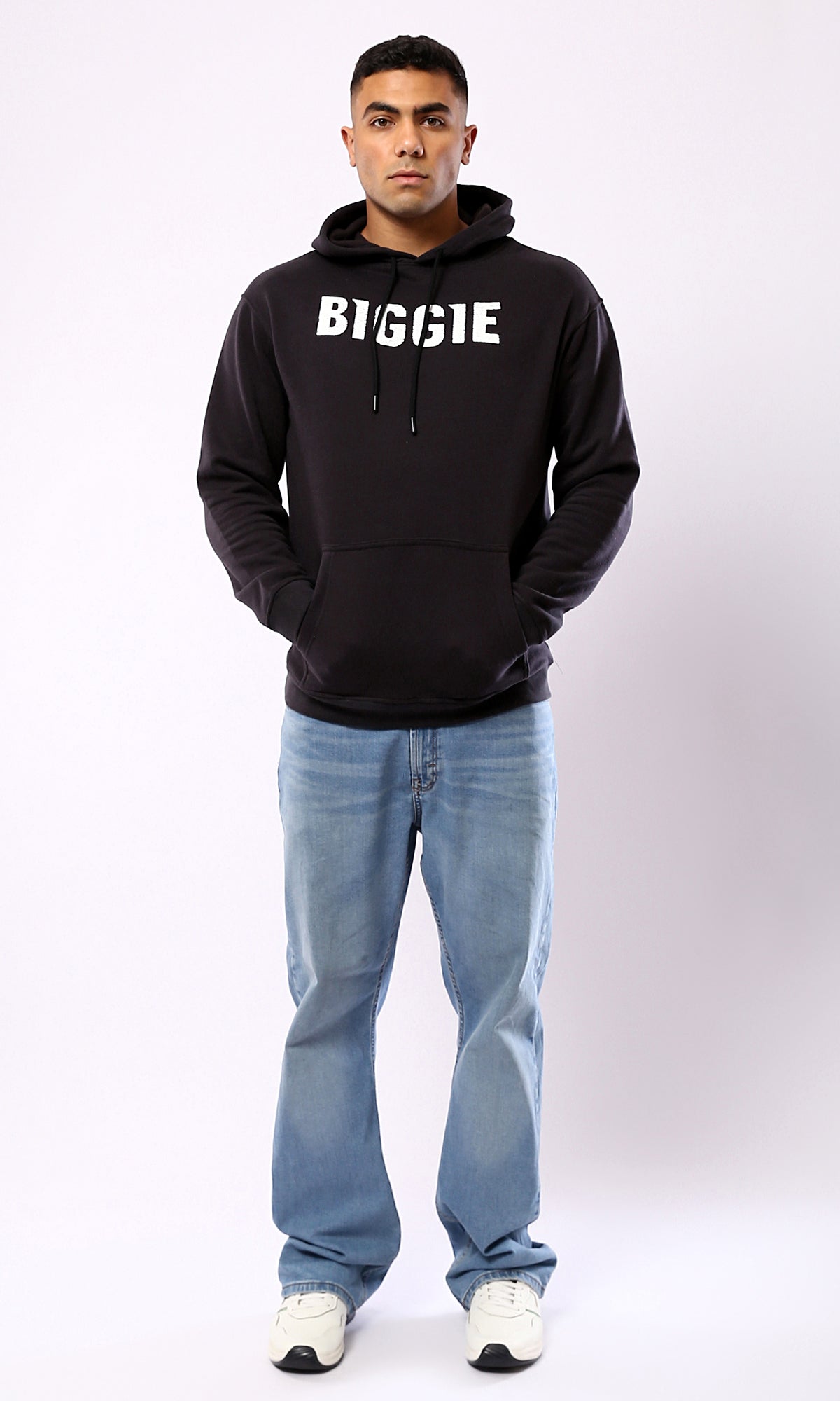 O180403 Black Slip On Printed "Biggie" Casual Hoodie