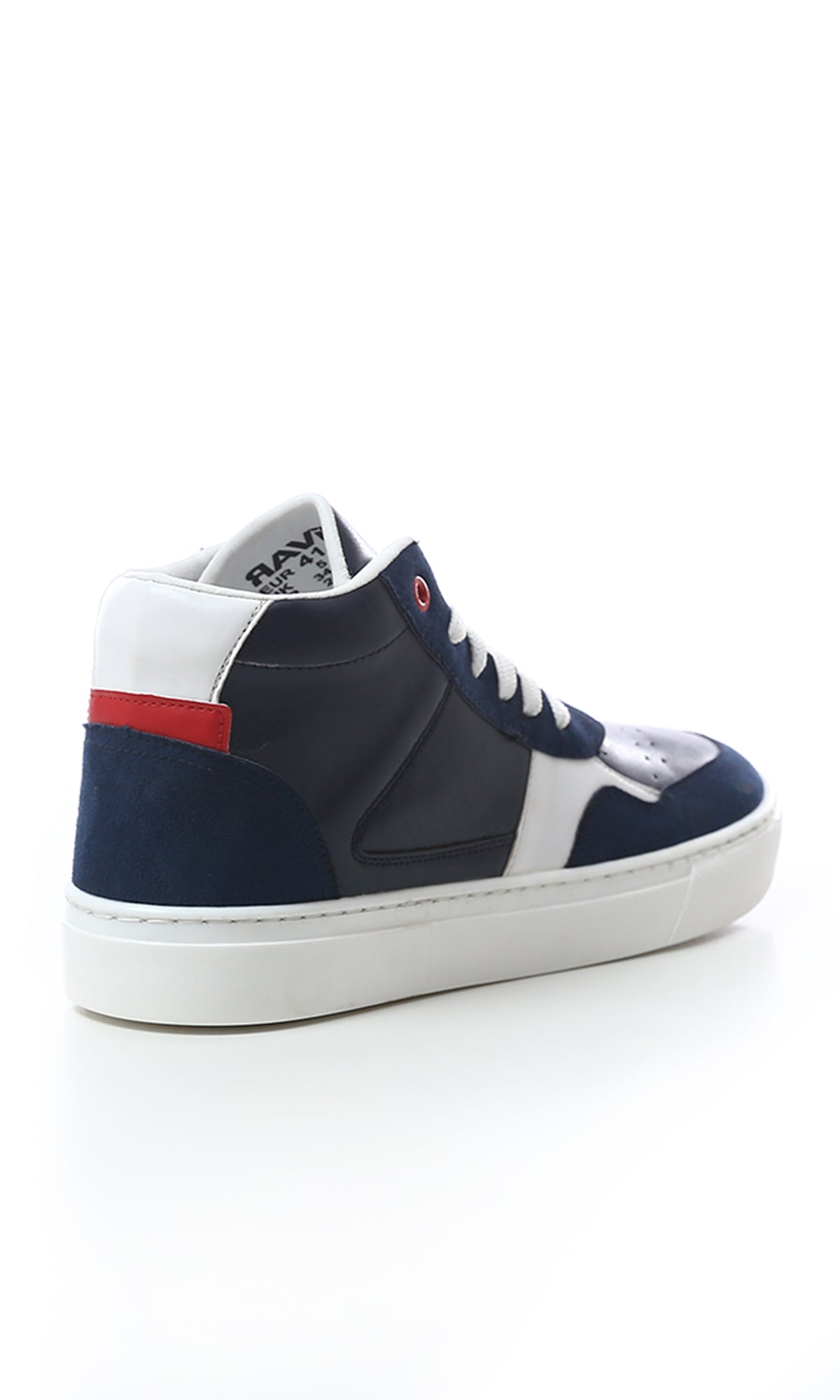 O180407 Lace Up Leather With Suede High-Neck Casual Shoes - Navy Blue