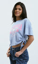 O180445 Heather Baby Blue Printed "California" Short Tee