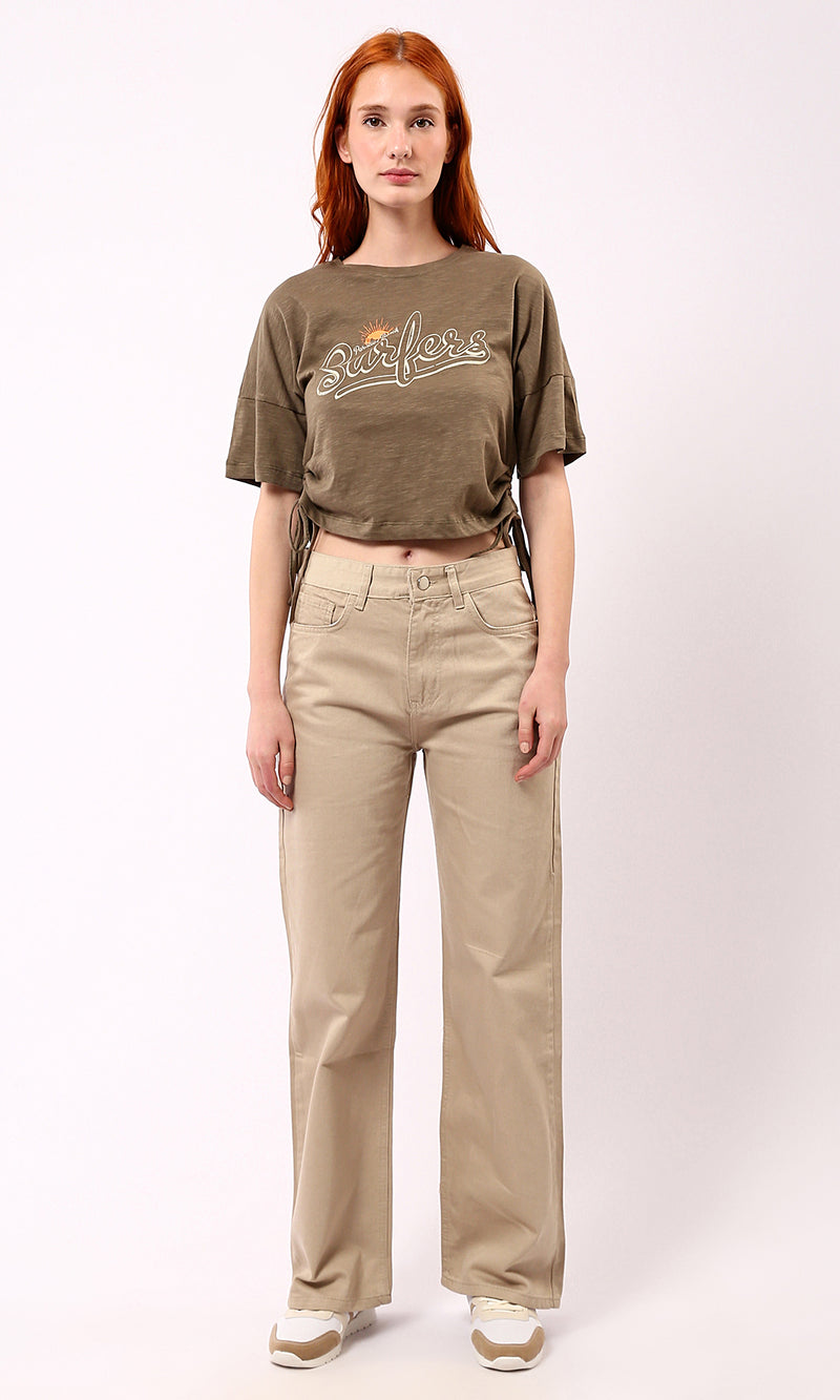 O180446 Printed Heather Mocha Summer Short Tee