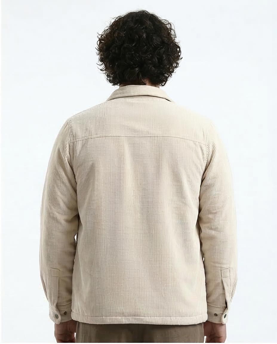 Stone Corduroy Snap-Front Shacket - O180571