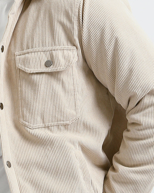 Ravin Oversized Corduroy Shacket in Cream - O180571
