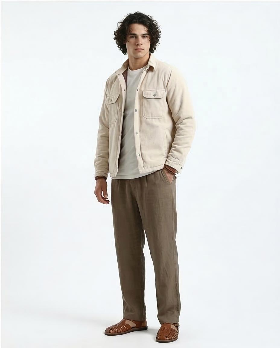 Stone Corduroy Snap-Front Shacket - O180571