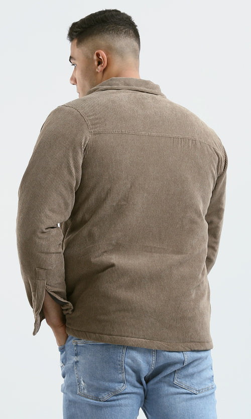 Earth Tone Corduroy Snap-Front Jacket - O180573