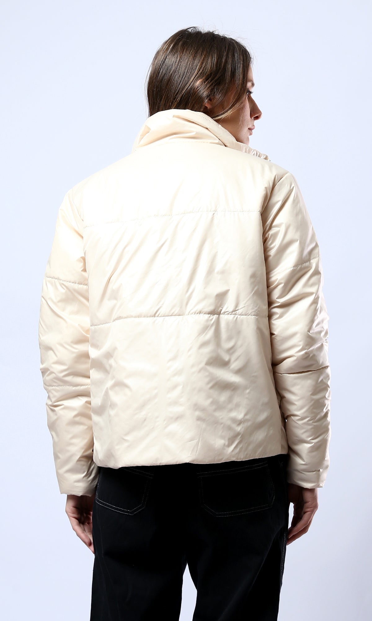 O180576 Light Beige Waterproof Jacket With Side Pockets