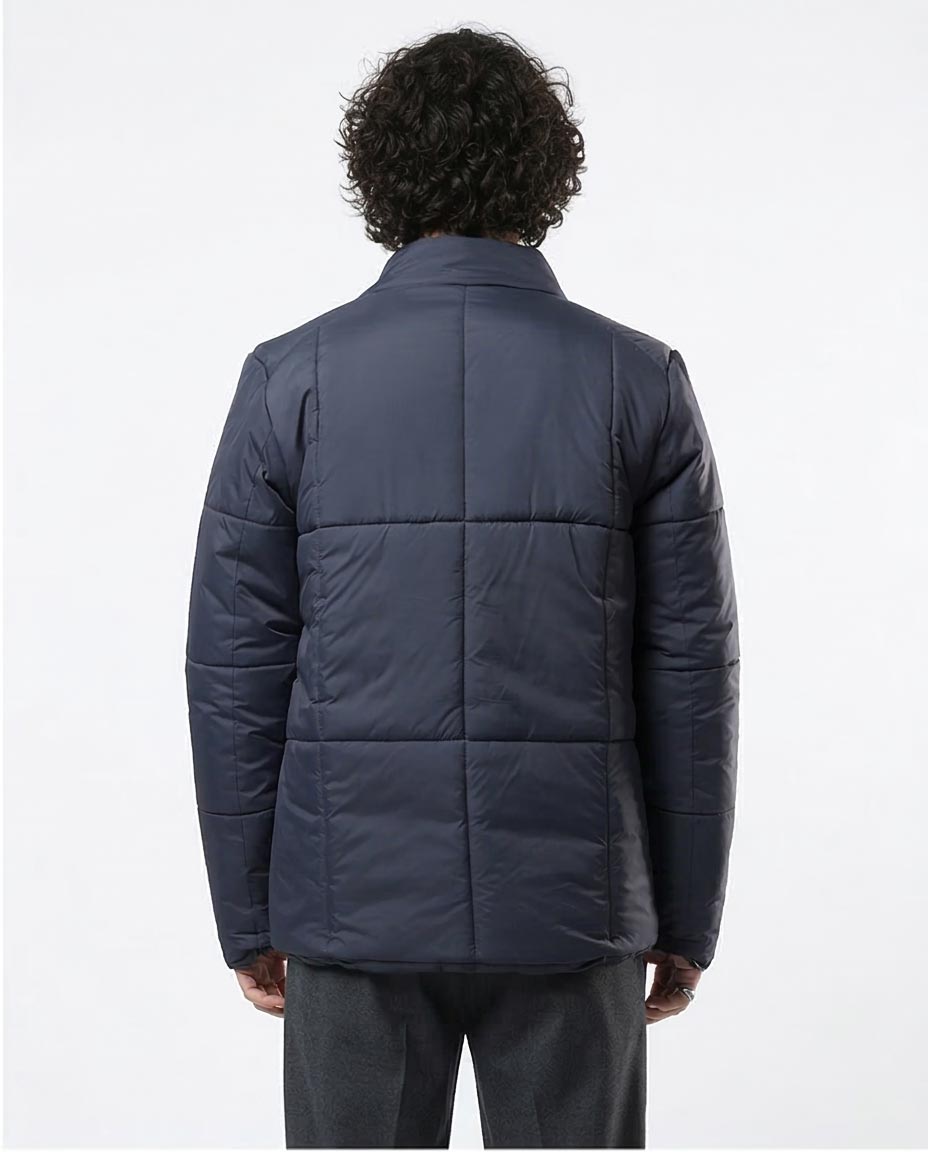 Navy Horizontal Quilted Puffer Jacket - O180579