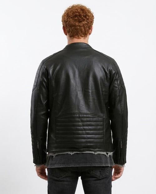 Ravin Men’s Quilted Moto Faux-Leather Jacket - Black - O180581