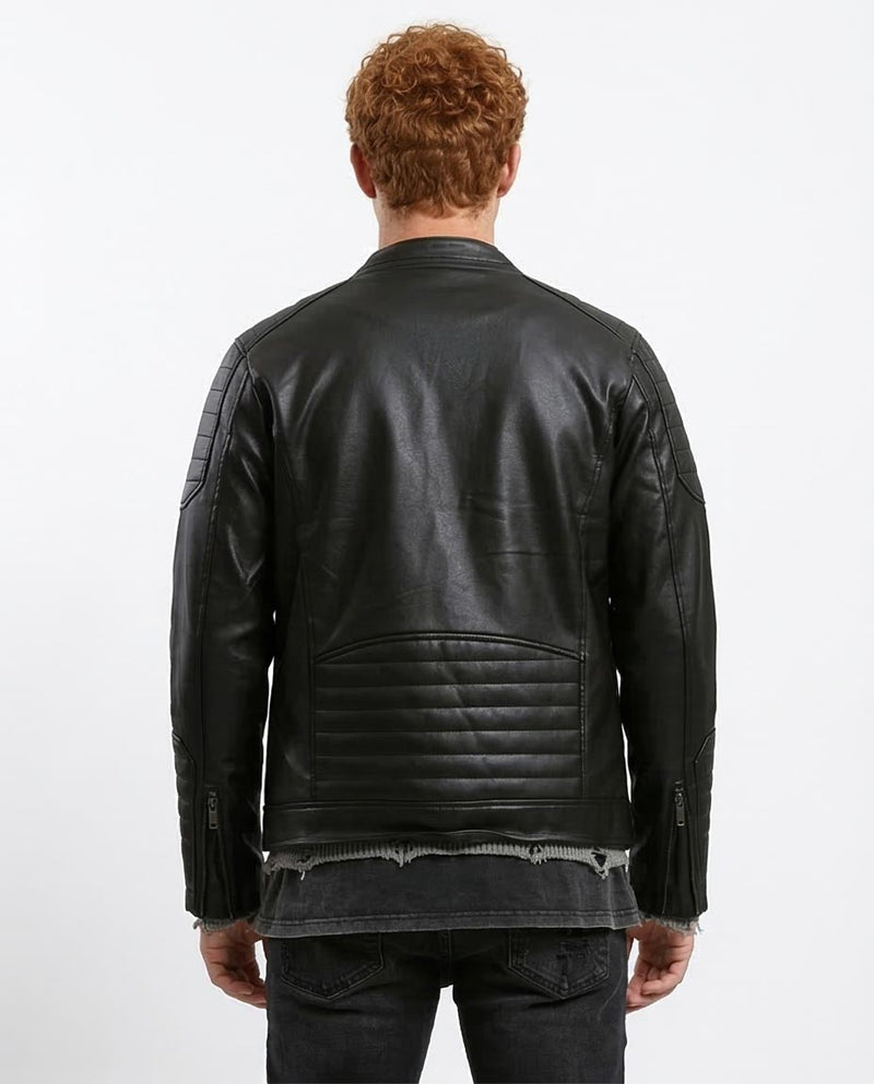 Ravin Men’s Quilted Moto Faux-Leather Jacket - Black - O180581