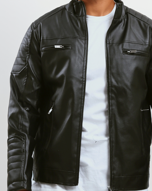 Ravin Men’s Quilted Moto Faux-Leather Jacket - Black - O180581