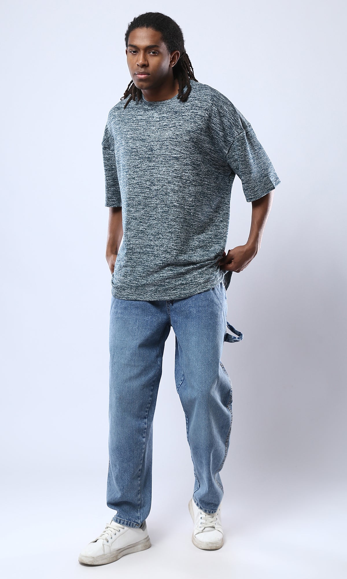 O180761 Slip On Relaxed Fit Casual Heather Teal Tee