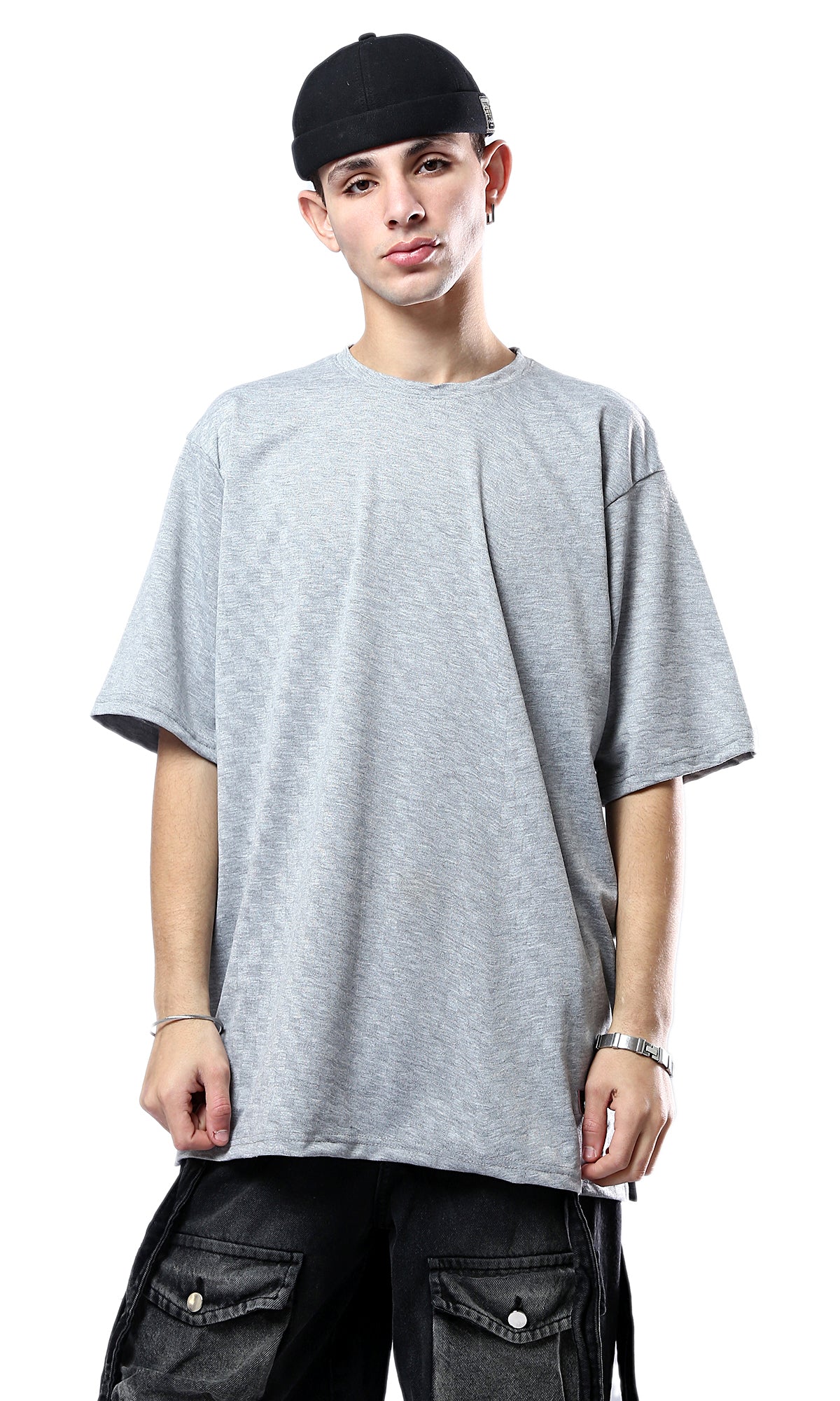 O180763 Relaxed Fit Heather Grey Comfy Slip On Tee