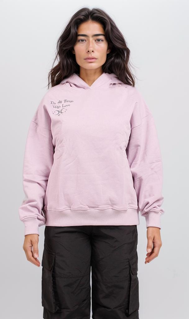 Lavender Cosmic Graphic Cropped Hoodie - O180769