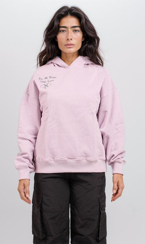 Lavender Cosmic Graphic Cropped Hoodie - O180769