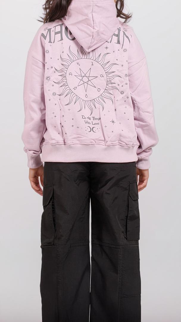 Lavender Cosmic Graphic Cropped Hoodie - O180769