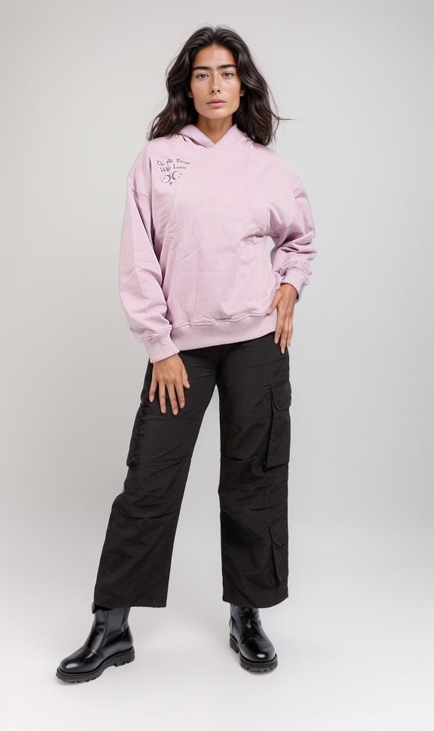 Lavender Cosmic Graphic Cropped Hoodie - O180769