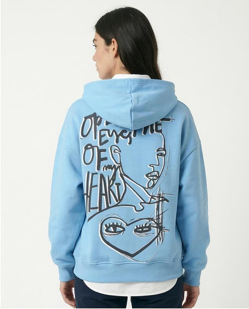 Ravin Artistic Graphic Oversized Hoodie in Sky Blue - O180770