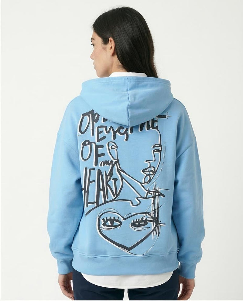 Ravin Artistic Graphic Oversized Hoodie in Sky Blue - O180770