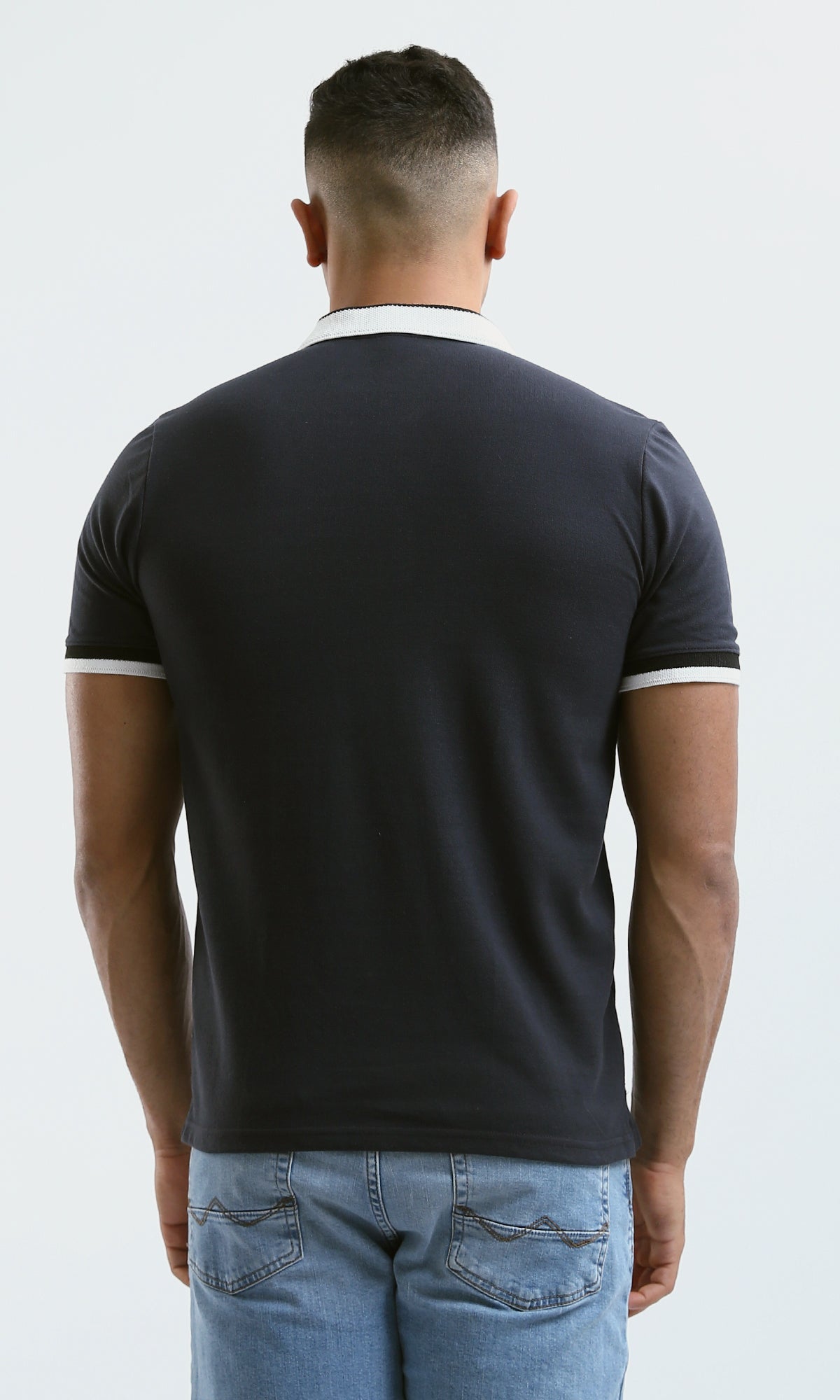 O180818 Short Sleeves Elegant Dark Grey Polo Shirt
