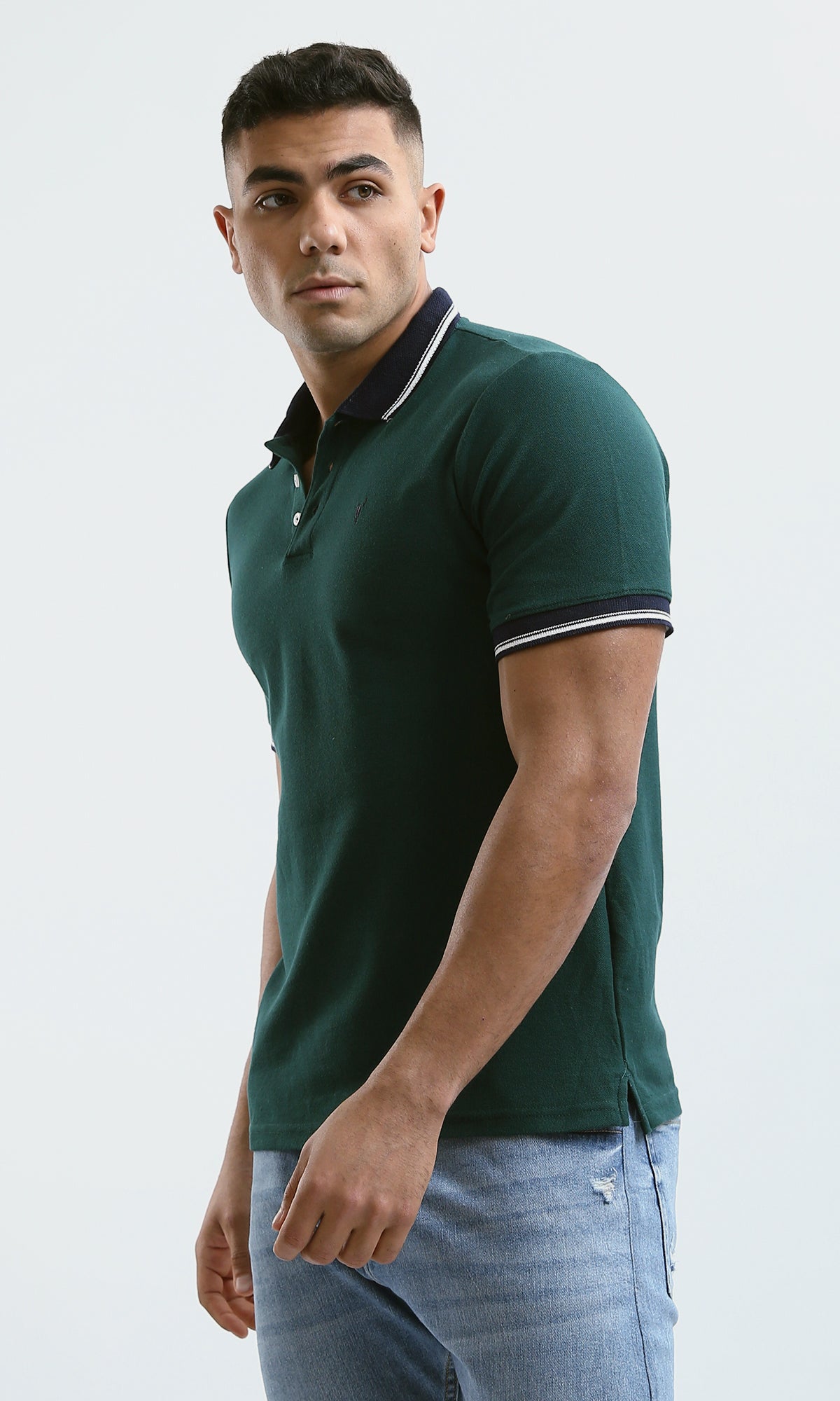 O180819 Classic Collar Dark Green Summer Polo Shirt