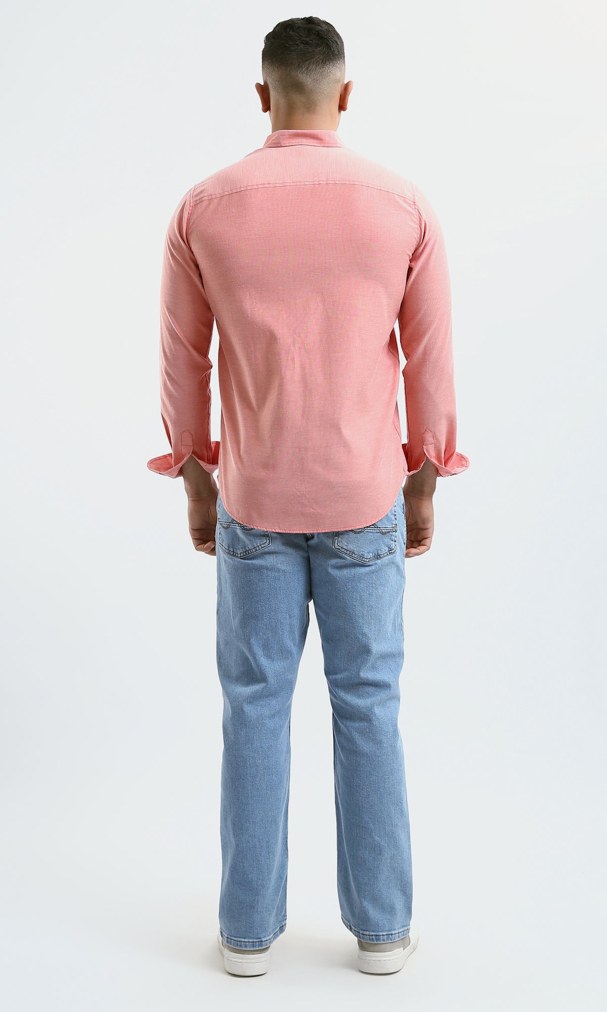 O181000 Solid Coral Orange Shirt With Front Pocket
