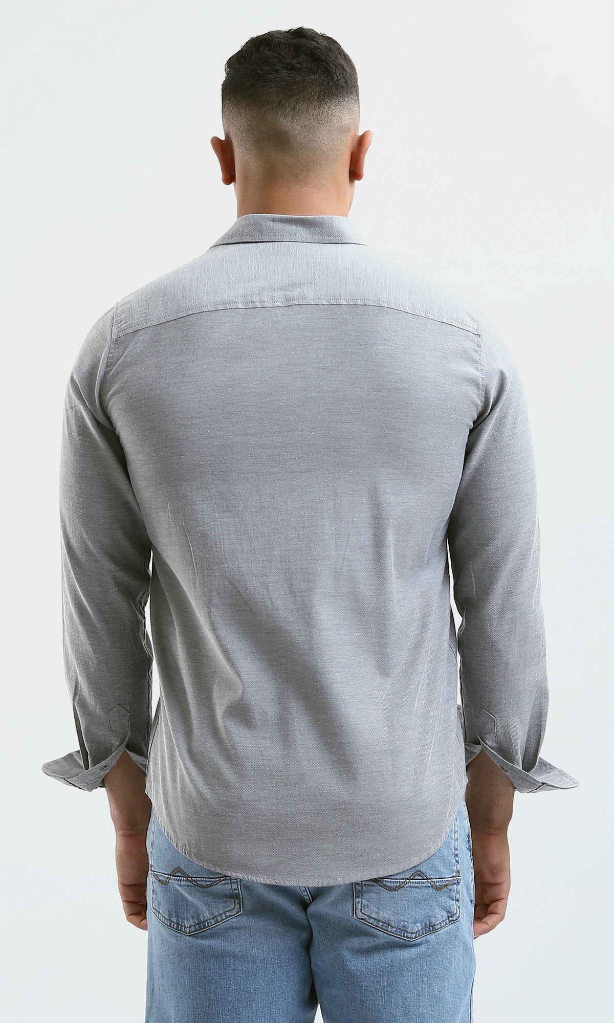 O181002 Full Buttons Regular Fit Casual Grey Shirt