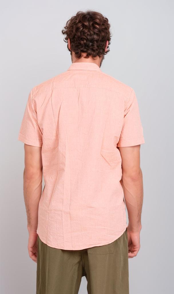 O181010-O181010 - Short Sleeve Poplin Shirt - Peach