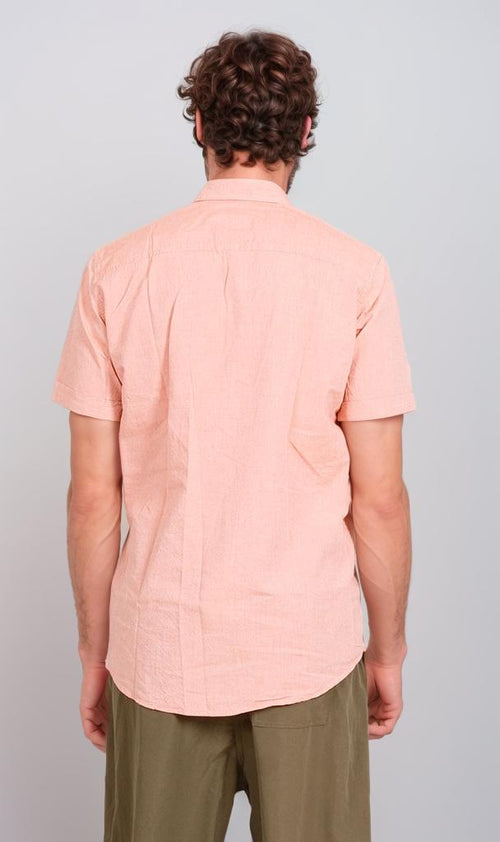 O181010-O181010 - Short Sleeve Poplin Shirt - Peach