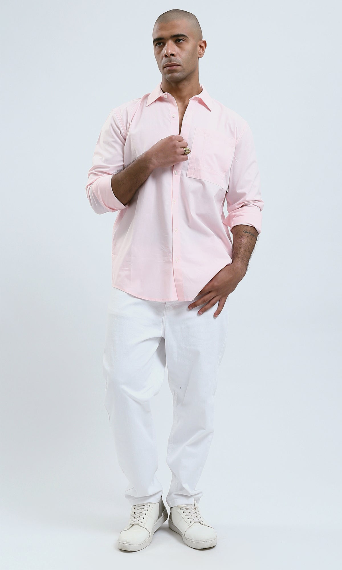 O181025 Buttoned Medium Sea Rose Long Sleeves Shirt