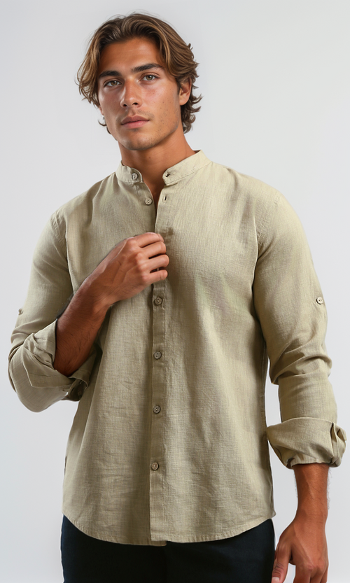 O181029 Regular Fit Coffe Shirt With Full Buttons