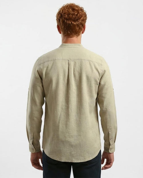 Ravin Men's Mandarin Collar Linen-Blend Shirt – Sage Oat - O181029