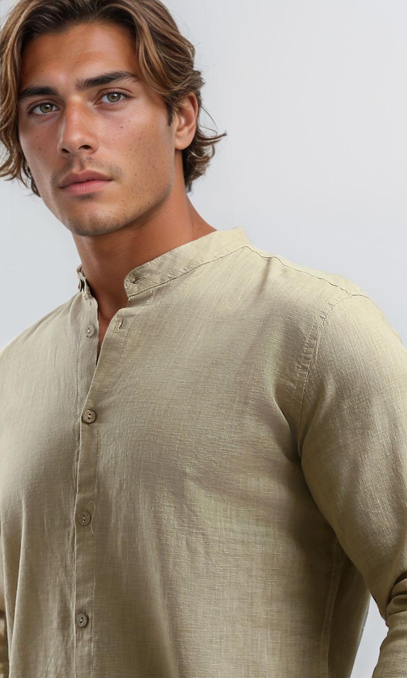 O181029 Regular Fit Coffe Shirt With Full Buttons