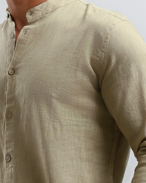 Ravin Men's Mandarin Collar Linen-Blend Shirt – Sage Oat - O181029