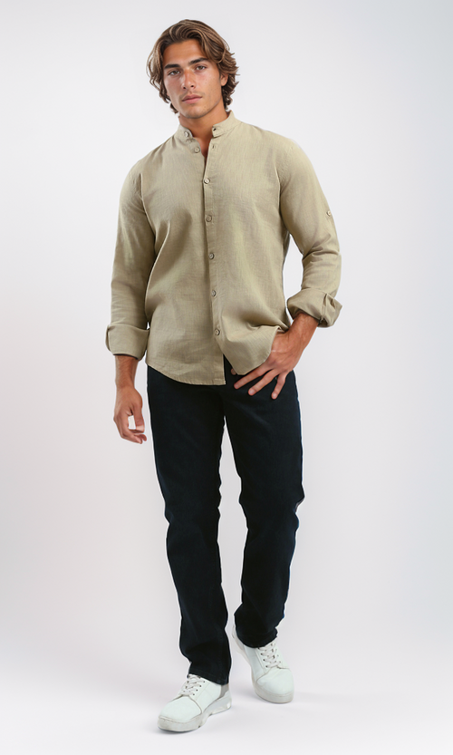 O181029 Regular Fit Coffe Shirt With Full Buttons