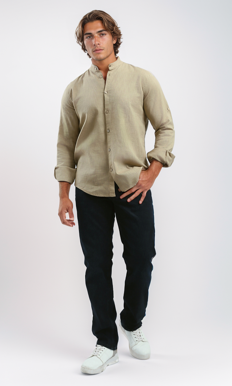 O181029 Regular Fit Coffe Shirt With Full Buttons