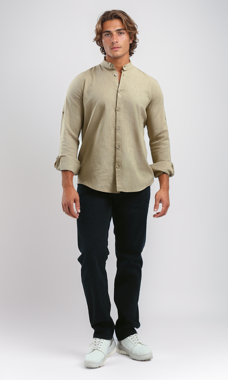O181029 Regular Fit Coffe Shirt With Full Buttons
