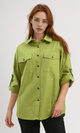 O181639 Relaxed Fit Casual Elbow Sleeves Shirt - Light Olive