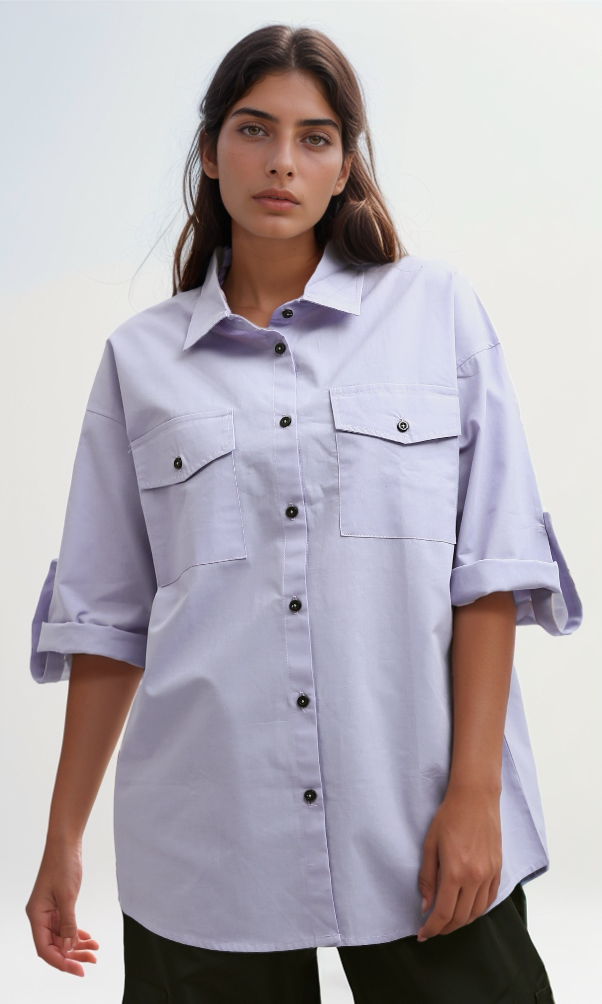 O181640 Summer 3/4 Sleeves Shirt Relaxed Fit - Light Purple