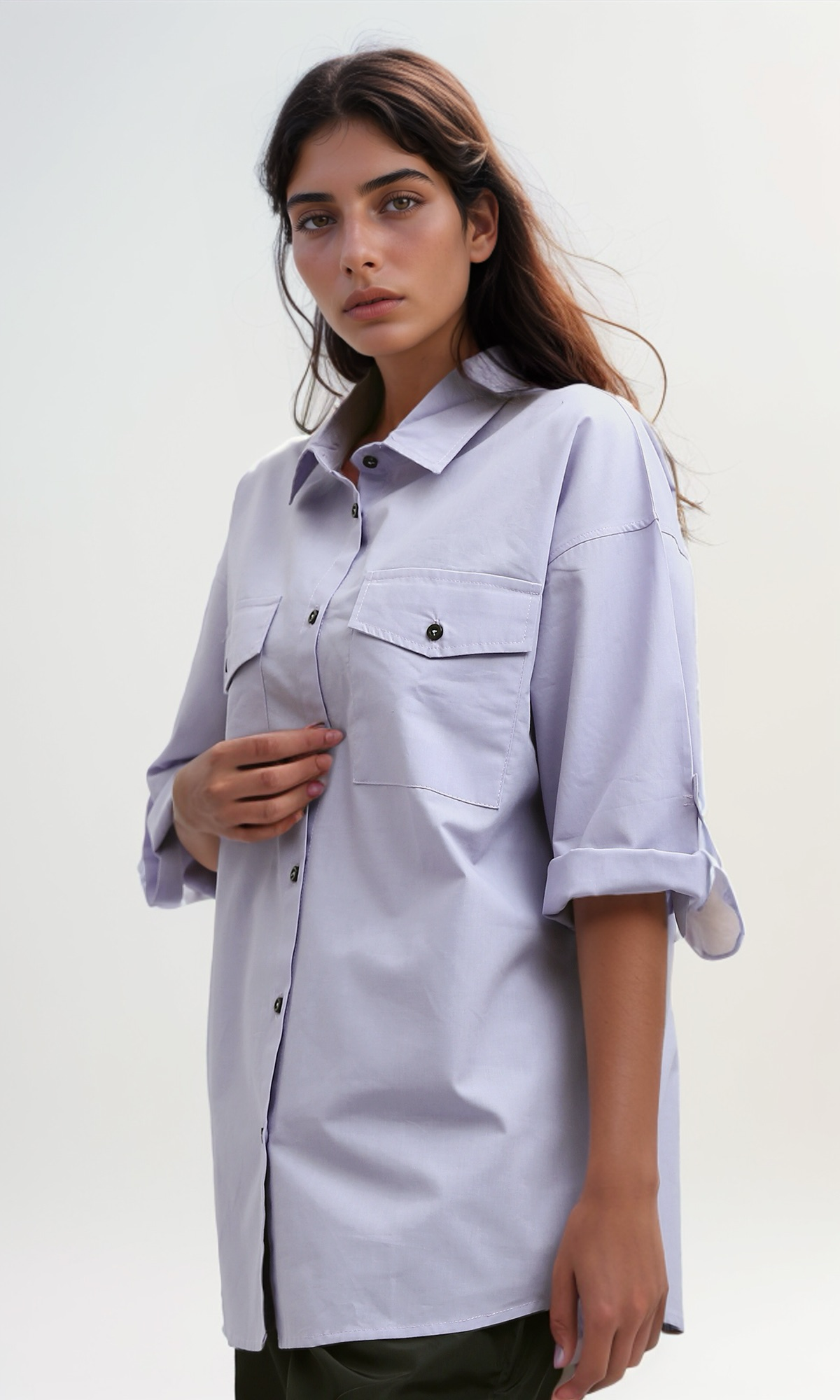 O181640 Summer 3/4 Sleeves Shirt Relaxed Fit - Light Purple