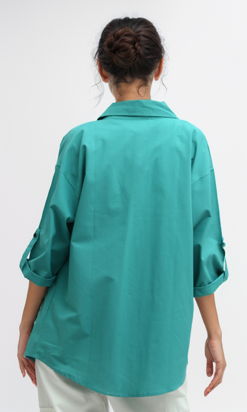 O181641 Summer 3/4 Sleeves Shirt Relaxed Fit - Turqoise