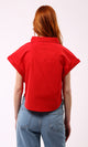 O181644 Solid Short Sleeves Casual Red Buttoned Shirt